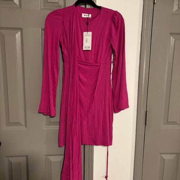 Magenta Pink Mini Dress - Picture 2 of 4